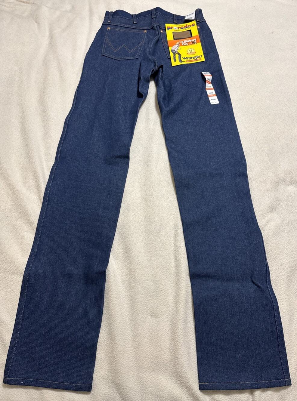 NWT Vintage Wrangler Cowboy Cut 13MWZ Blue Jeans 30x38 Dark Wash Western